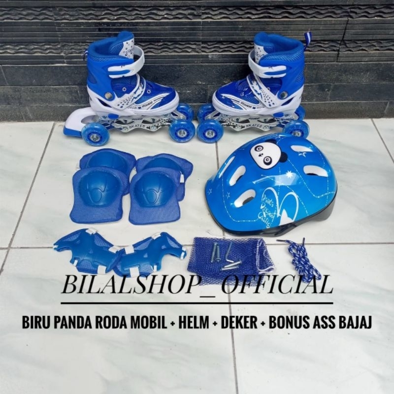 SEPATU RODA ANAK FULLSET HELM DEKER MODEL BAJAJ DAN MOBIL BONUS BAUT BAJAJ