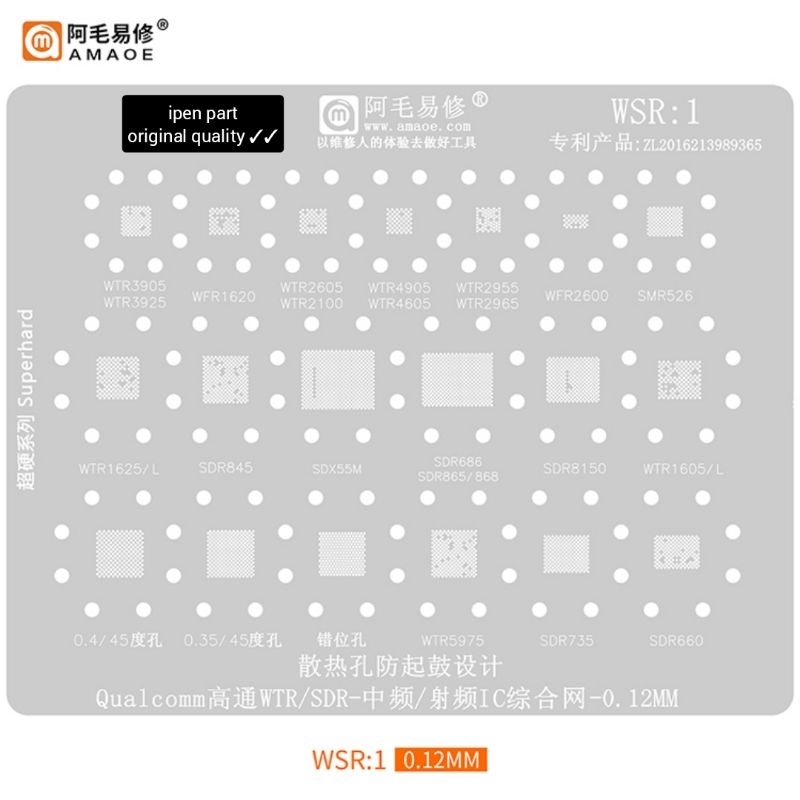 Plat Cetakan WSR1 SDR660 SDR8150 SDR735 Amaoe Bga Stencil Original