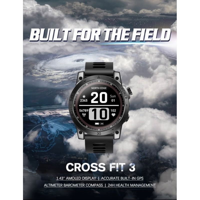 NORTH EDGE CROSS FIT3 GPS smartwatch AMOLED screen compass barometer altimeter 50m waterproof