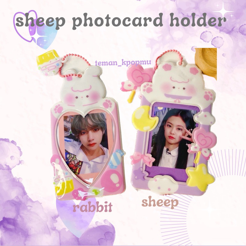 Cute Photocard Holder Frame Motif ID Card - Tempat Foto PC Bunny Sheep Kpop Photocard Case Gantungan