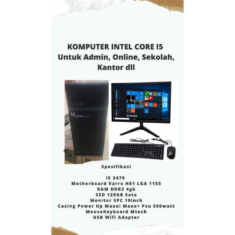 Rakitan Komputer Intel Core i5 + Monitor Lengkap Siap Pakai