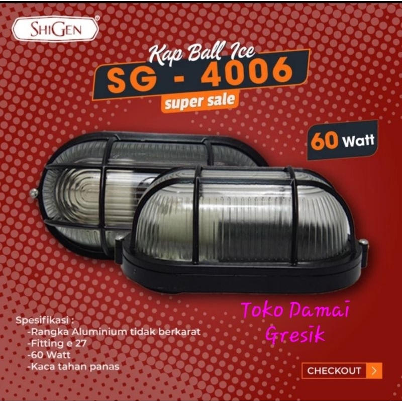 Shigen Lampu Kapal ball ice rangka Aluminium kaca bening dan susu