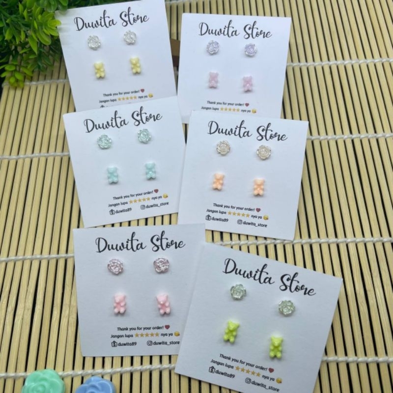 HANDMADE ANTING TUSUK PLASTIK ANAK/DEWASA MOTIF GUMMY BEAR (BUNDLE)