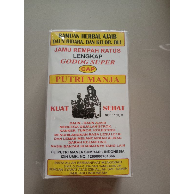 JAMU REMPAH RATUS LENGKAP GODOG SUPER BAIK UNTUK KESEHATAN DAN KEWANITAAN CAP PUTRI MANJA MENGATASI 