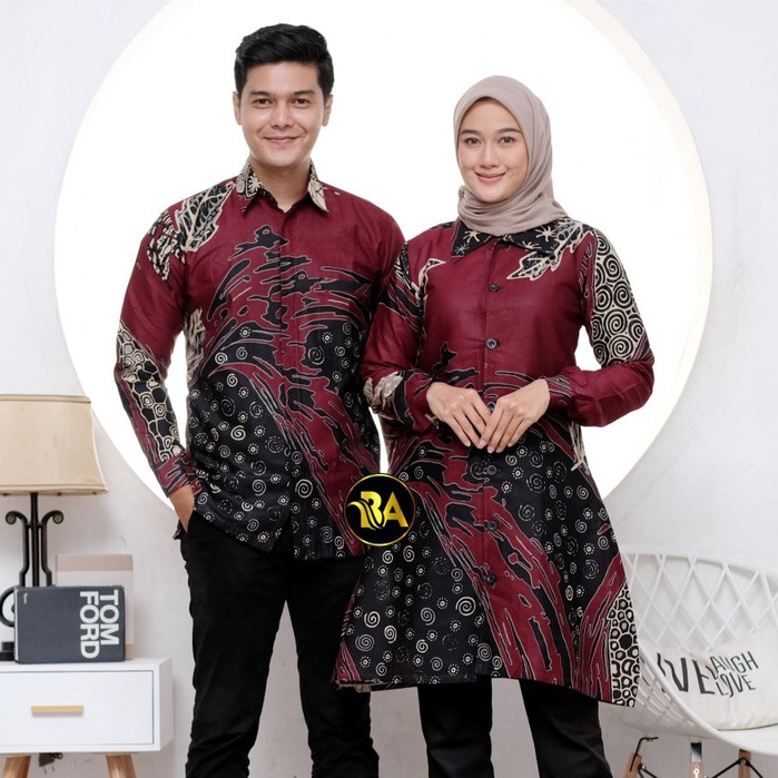 Batik Couple Modern Tunik Batik Wanita Atasan Batik Kerja Kantor Wanita M L XL XXL Seragam Batik Alina