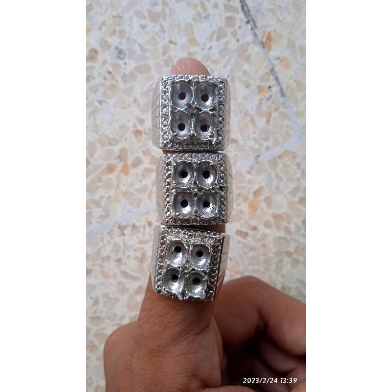 Ring Emban Akik Alpaka Super Untuk 4 Permata Kecil