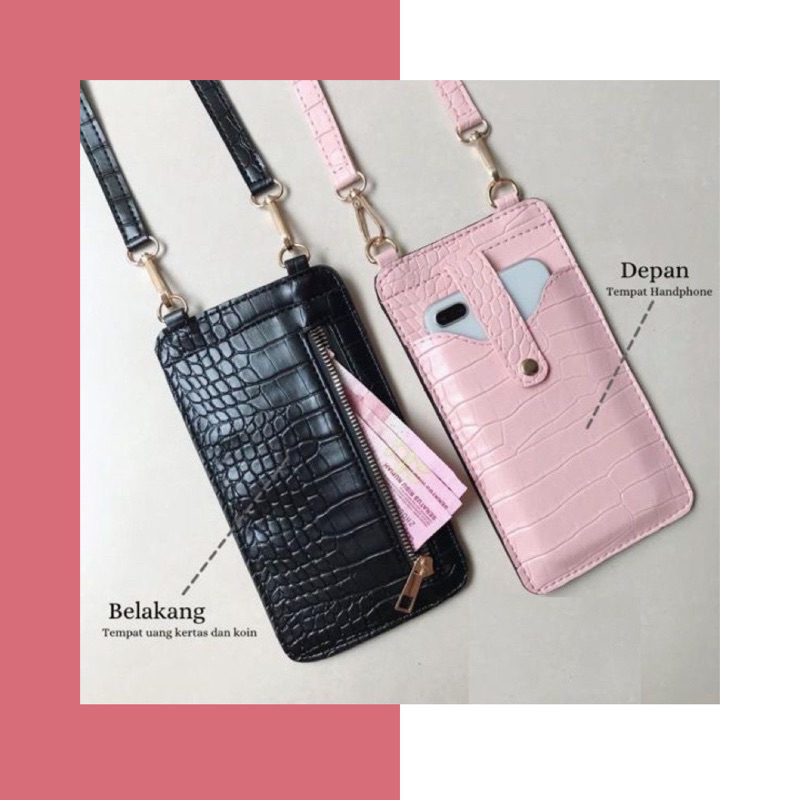 Slingpouch croco slingphone tas selempang hp dompet buaya