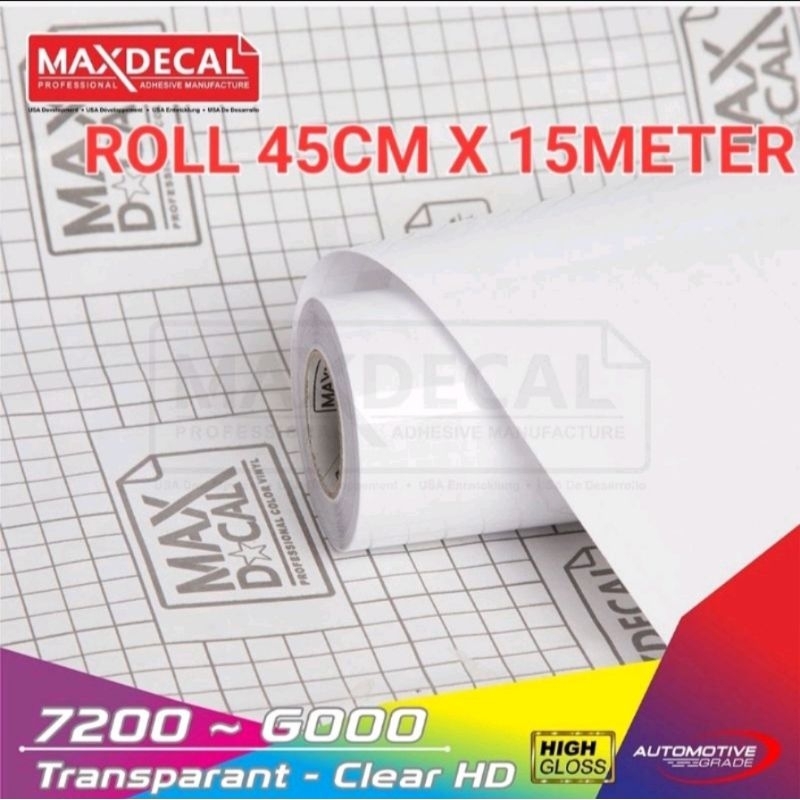 ROLL Sticker Maxdecal 7200 G000 Transparant Clear HD 45cm×15m ROLL