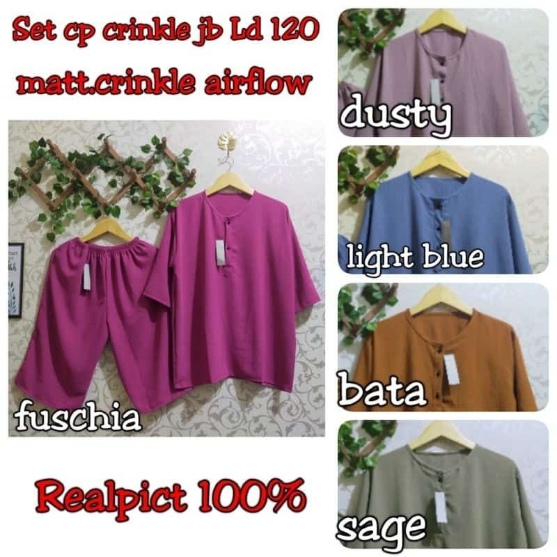 LD 120 Setelan Crinkle Jumbo/Oneset Crinkle Lengan Pendek Jumbo/Setcel Daily LD120