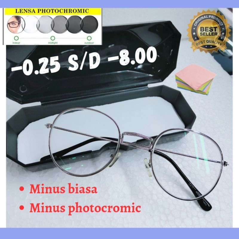 Kacamata Minus Photocromic Pria dan Wanita -0.25 s/d -8.0 Kacamata Rabun Jauh Kacamata Photocromic