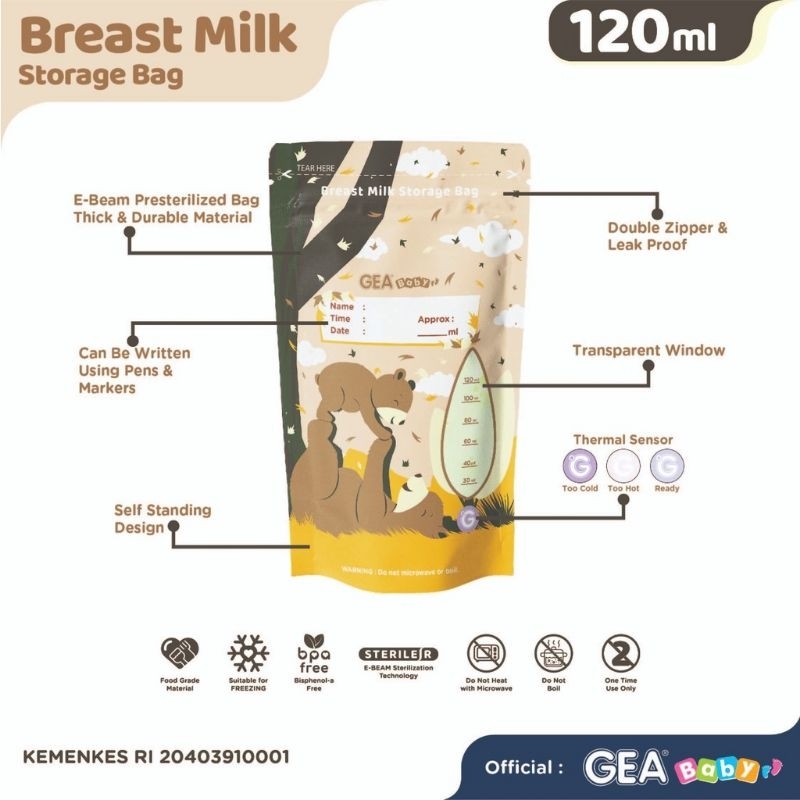 GEA BABY KANTONG ASI 120ML - MILKY HOUSE BREAST MILK BAG 120ML - PLASTIK SUSU MURAH