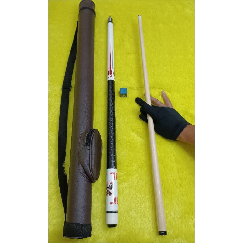 Stik billiard biliard biliyard paket komplit 1 set warna putih