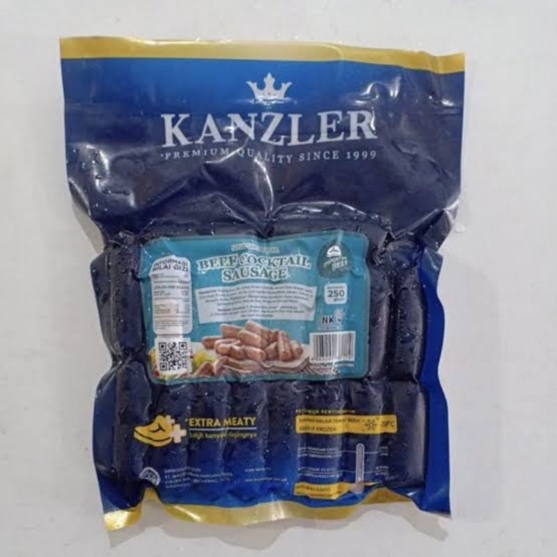 

Frozen Food Kanzler Sosis Beef Cocktail Sausage 250 gr