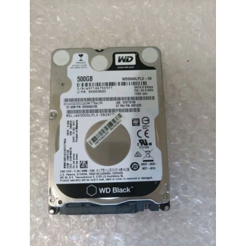 Hardisk Laptop 500 GB merk WD black model slim tipis Rpm 7200