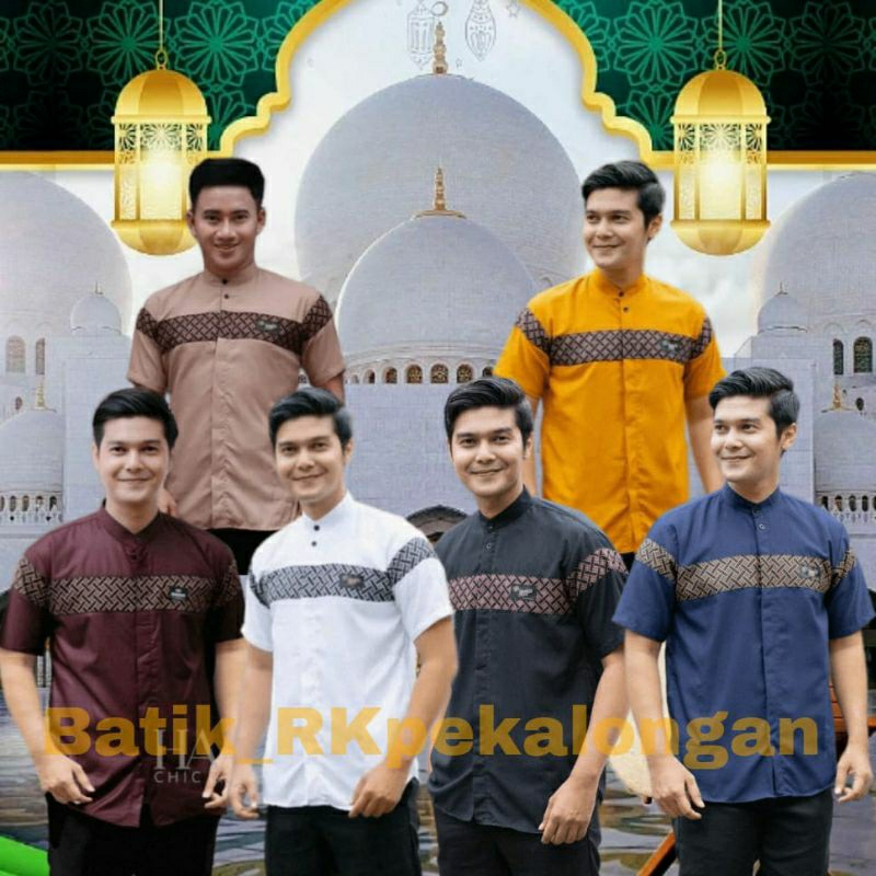 Baju Koko Pria Dewasa Pendek Panjang Motif Kobata Qynang Kombinasi Batik Terbaru