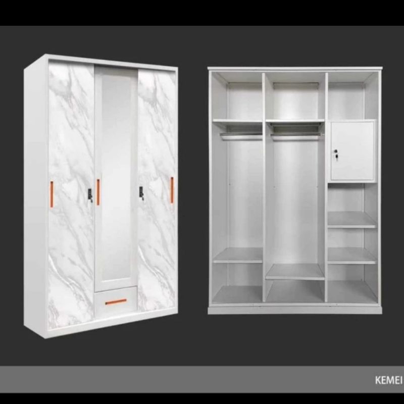 Lemari besi sleding 3 pintu / Lemari Pakaian Besi