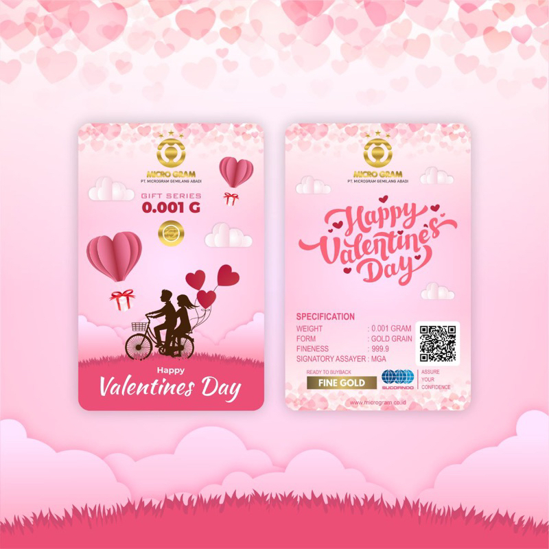 Emas Mini Micro Gram Valentine 0,001gram Giftseries  Logam Mulia 24karat Dijamin Original Emas Murni Asli Minigold / minigram / microgold /toko emas /souvenir/ gift/ kado /ulangtahun/menabung emas/zodiak