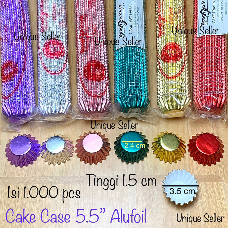 [1000 pcs] Cake Case 5.5 5,5 Aluminium Foil Gold Emas Silver &amp; Warna Warni / Kertas Alas Kue Nastar Moci Mochi 5,5 5.5 / Paper Cup Cake Case 5,5 Alufoil Emas Silver Merah Hijau Ungu Pink / Cake Case 5,5” 5.5” 5.5 5,5 Aluminium Foil Gold Silver Emas