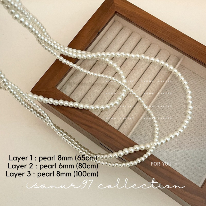 Kalung Mutiara Tumpuk 3 Layer “Taeyeon” Kalung Mutiara Kondangan Necklace Pearl Kalung Double Layer Mewah Korean Style