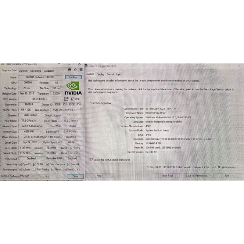 PC Rakitan i3 10100 ft gtx 980 Gaming /LIVE STREAMING / RENDERING / Desain Grafis  fulset