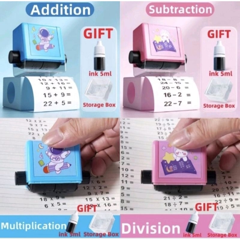 

Stempel Matematika stempel Scrollable Stempel Roll Matematika Mini FUN math Stamp Alat Edukasi Belajar anak stempel calistung anak Edukasi montesori