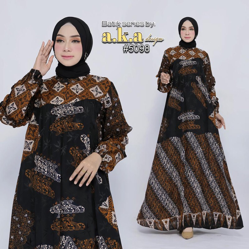 A.K.A - Dress Batik Semi Sutra Gamis Fashion Wanita 5098