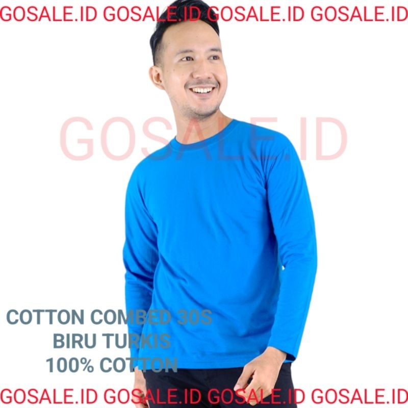 KAOS POLOS COMBED 30S BIRU TURKIS / KATUN COMBED 30S / COTTON COMBED 30'S / KAOS KATUN POLOS / KAOS 