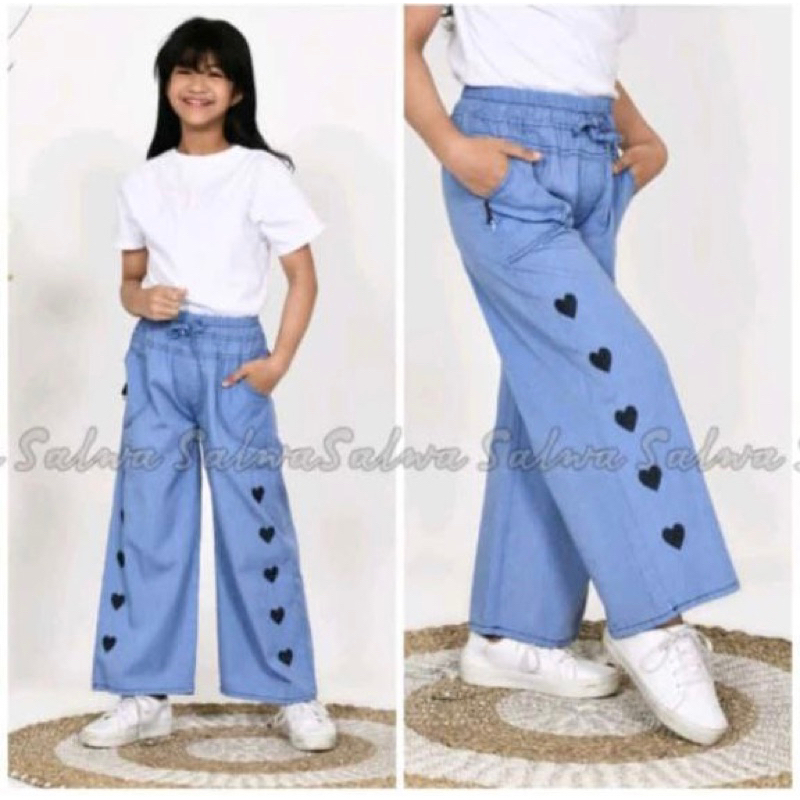 KULOT ANAK LOVE BAHAN SOFT JEANS ANAK ANAK PEREMPUAN SD CELANA KEKINIAN MURAH