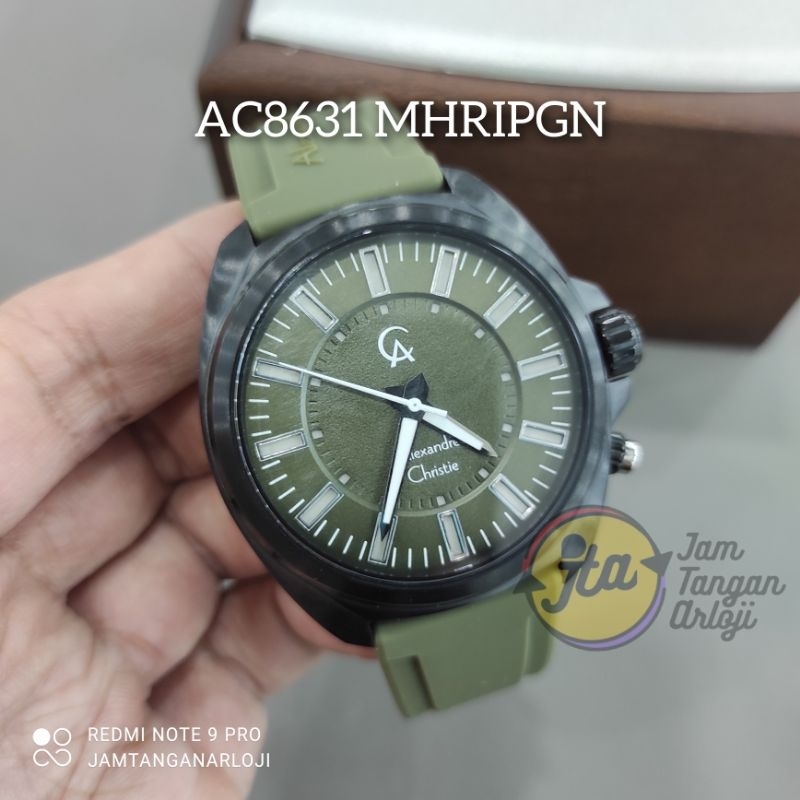 New Alexandre Christie Pria AC8631 Army Jam Tangan Cowok AC 8631 Rubber MHRIPBAGN