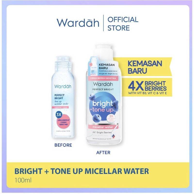 Wardah Perfect Bright Tone Up Micellar Water 100 ml - Micellar Water dengan Micelles Pencerah