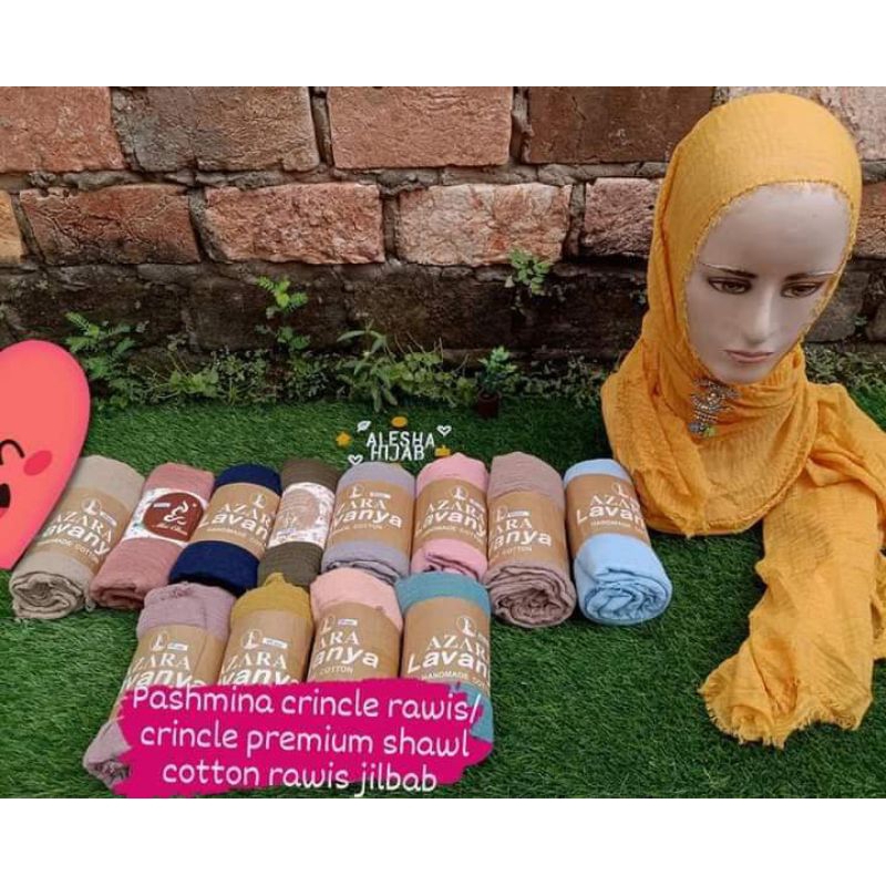 PASHMINA CRINKLE RAWIS / crincle Premium Shawl cotton rawis Jilbab Kusut Lavanya FULL ,Pashmina Crin