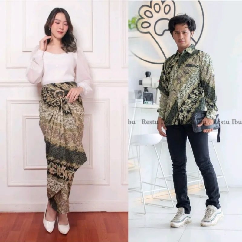 Kebayashopp - Couple Kemeja Batik Dan Rok Lilit Kebaya/Couple Sarimbit keluarga