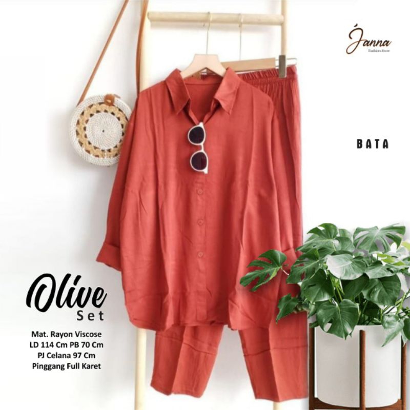 OLIVE JUMBO SETELAN BAJU WANITA TERBARU BY JANNA