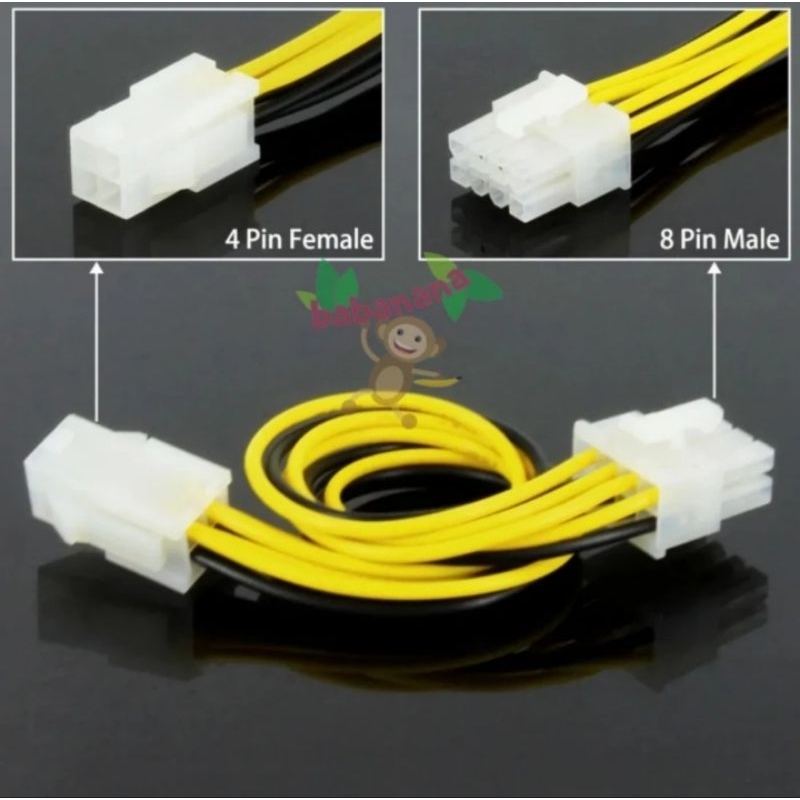 Kabel Adapter 4 pin to 8 pin pada PSU ATX untuk CPU Power High Quality