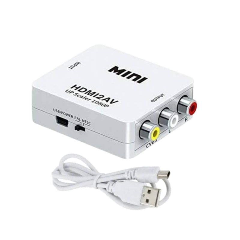 CONVERTER / KONVERTER HDMI TO RCA CONVERTER MINI HDMI2AV UNTUK TV TABUNG + KABEL RCA 3IN3 1.5 METER