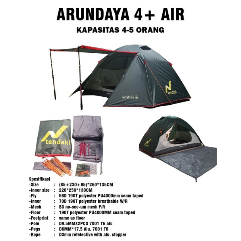 TENDAKI •Tenda Dome Termurah •Arundaya 4+ Air •BORNEO 4 •NSM 4 •Java 4 Pro •Java 4 Light •Moluccas 4 •Double Layer PU3000mm - PU4000mm