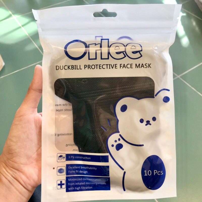 10 PCS MASKER EARLOOP DUCKBILL ORLEE 3 PLY HITAM PUTIH ABU CREAM MURAH KALIMANAN BANJARMASIN KALSEL | RUMIFY