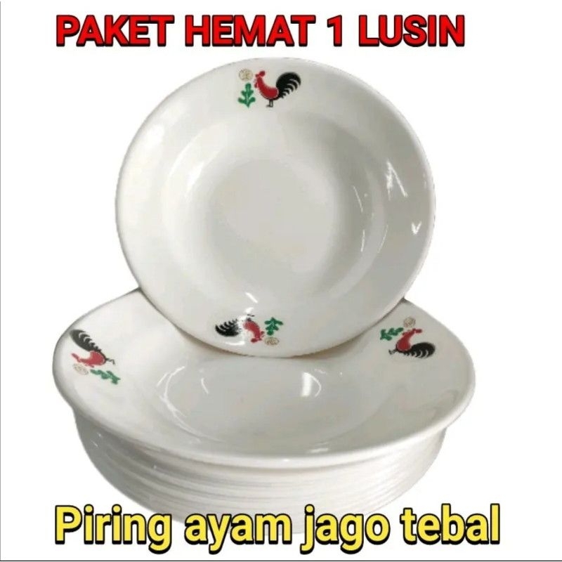 PAKET HEMAT 1 lusin piring AYAM JAGO tebal anti pecah