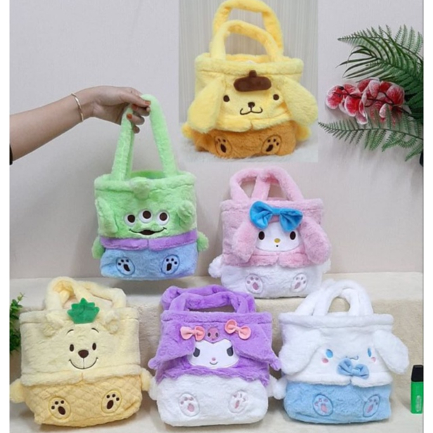 Tas Tenteng Tote Bag Melody Pooh Cinnamoroll Bordir M/Tote Bag Anak Lucu