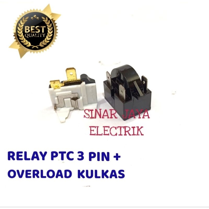 RELAY PTC 3 PIN + OVERLOUD KULKAS 2 PINTU MULTI