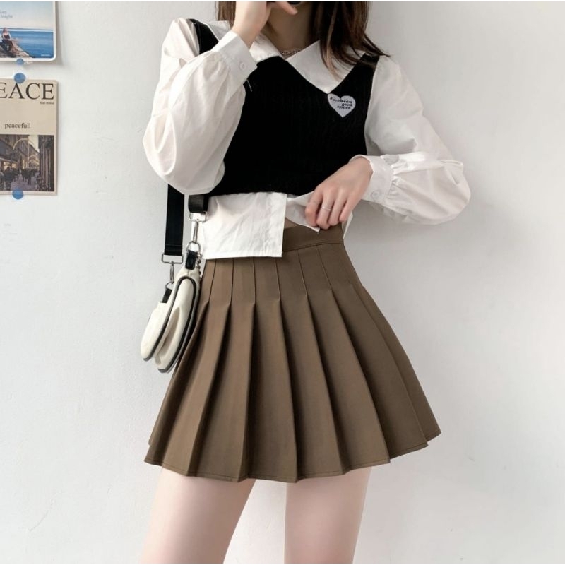 GirlWish Korean Mini Skort / Rok Pendek Korea / Rok Lipit / Mini Skirt Polos