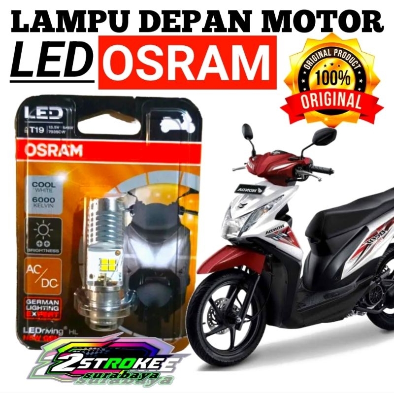 Bohlam Dop Lampu Depan Utama Motor LED h6 Original OSRAM Cahaya Putih HONDA BEAT FI /ESP 2012 2013 2