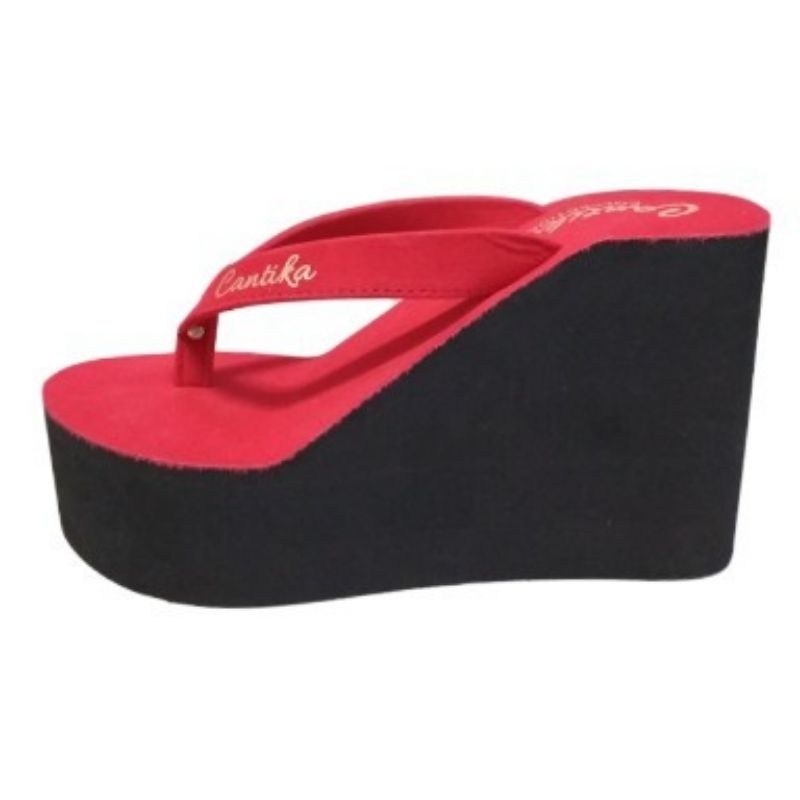 new arrival new sandal wanita kekinian wedges spon jepit tinggi 9 cm
