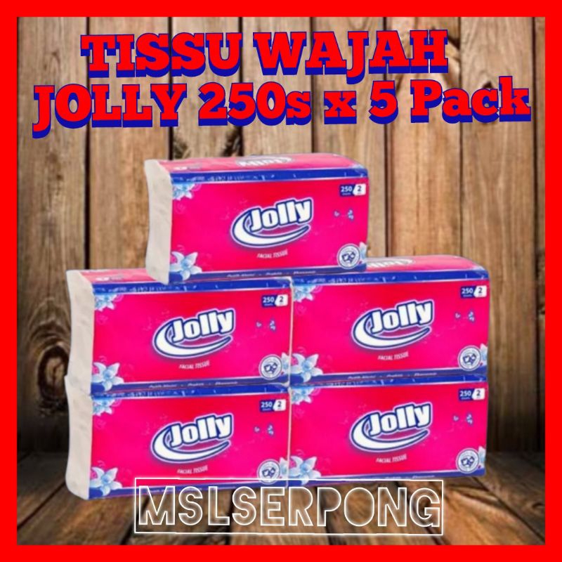 JOLLY BY PASEO 250s X 5 PCS TISSU WAJAH HALUS &amp; LEMBUT /  FACIAL TISSU / TISSU WAJAH