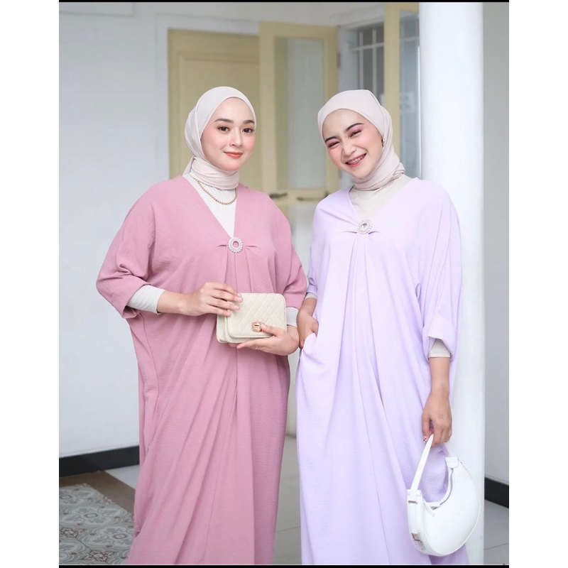 ZALINA KAFTAN - CRINKlE AIRFLOW - V-NECK - NEW MODEL - BISA COd