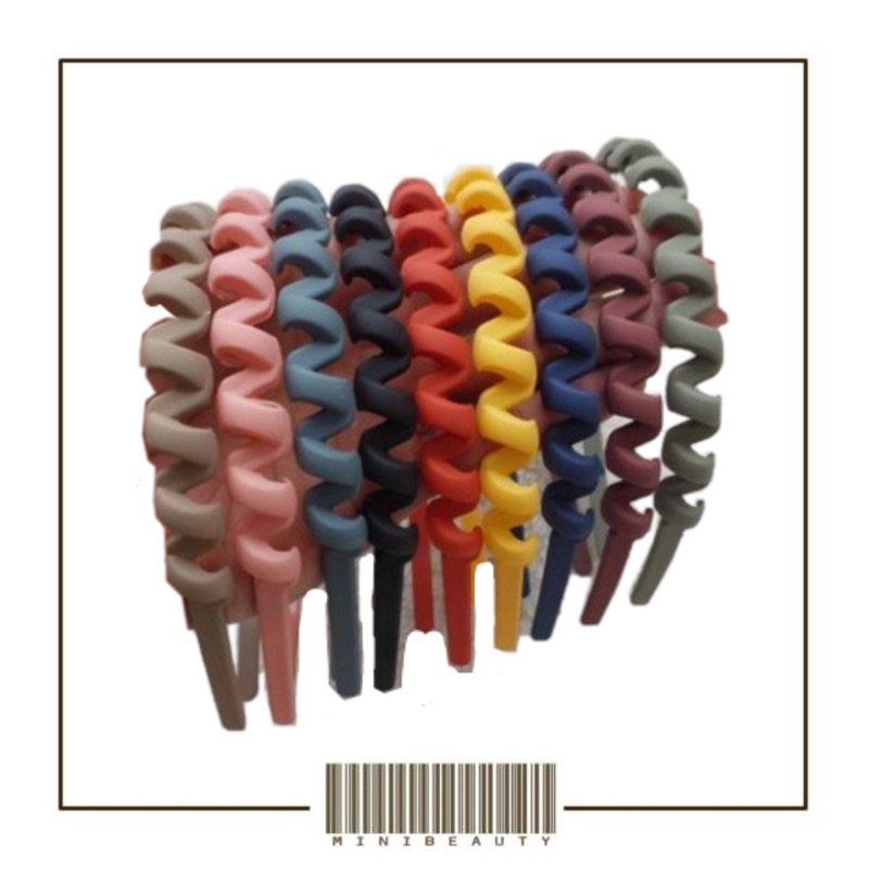 bando spiral doff model fashion rambut korea warna warni matte 1,5 cm