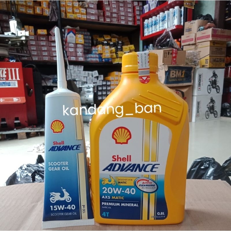 PAKET OLI SHELL ADVANCE MATIC AX5 20W-40 0.8L + OLI GEAR SHELL  (100% ORIGINAL)