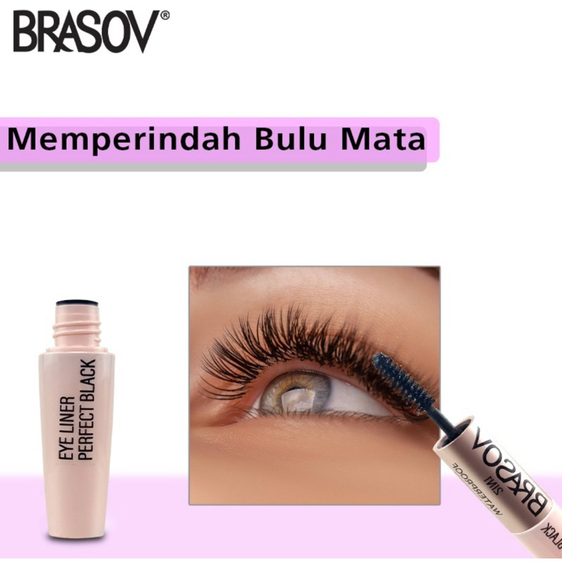 Brasov 2 in 1 Volume Mascara &amp; Eyeliner Perfect Black Waterproff