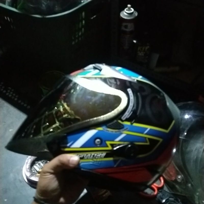 helm kyt k2r half face motif simeone  bekas/seken/second/preloved