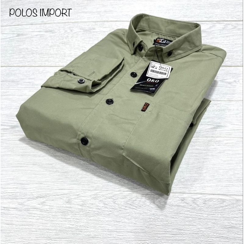 SAGE GREEN KEMEJA POLOS PRIA LENGAN PANJANG DAN PENDEK KASUAL COTTON POPLIN HEM PRIA SAGE GREEN PREM